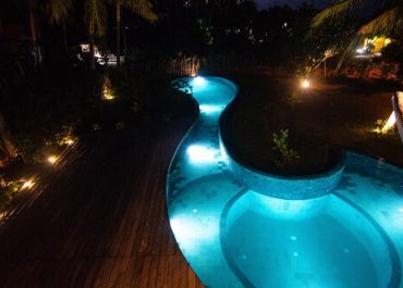 Pure Dive Resort pool at night